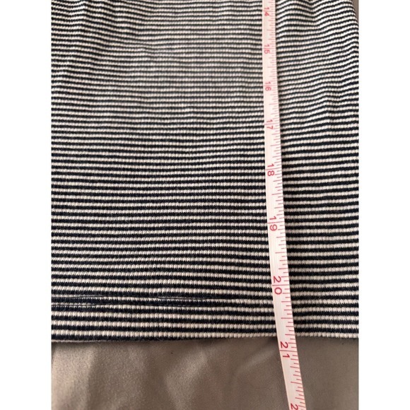 Navy White Stripe Henley Tank Top Button Up Ribbed Sleeveless Women Medium - Picture 6 of 7